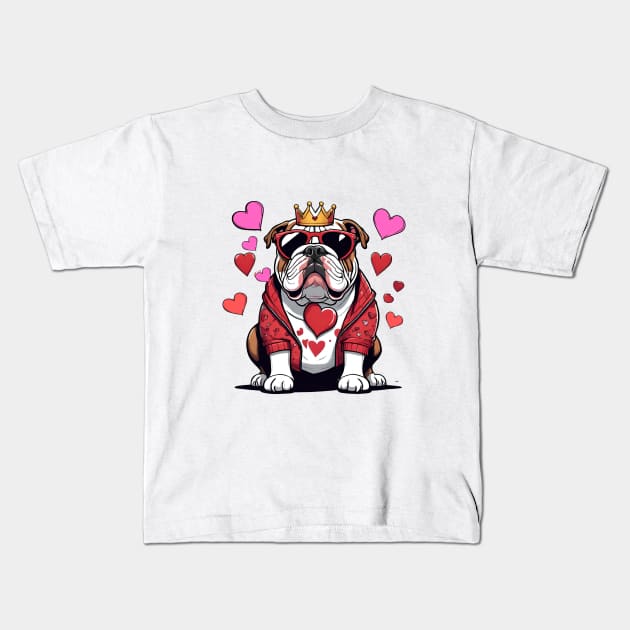 "Bulldog Love King" Kids T-Shirt by BencDesignStudio